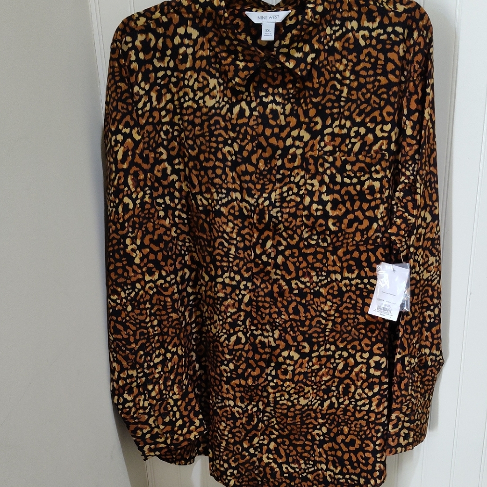 Nine West  Leopard Print Blouse